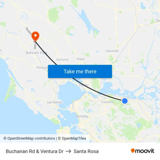 Buchanan Rd & Ventura Dr to Santa Rosa map