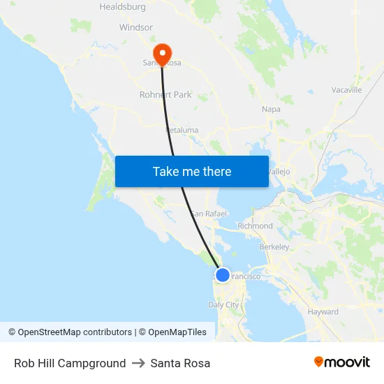 Rob Hill Campground to Santa Rosa map