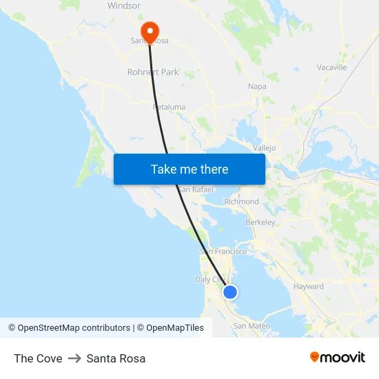 The Cove to Santa Rosa map