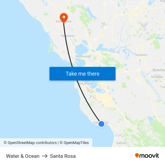 Water & Ocean to Santa Rosa map