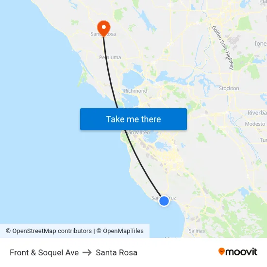 Front & Soquel Ave to Santa Rosa map