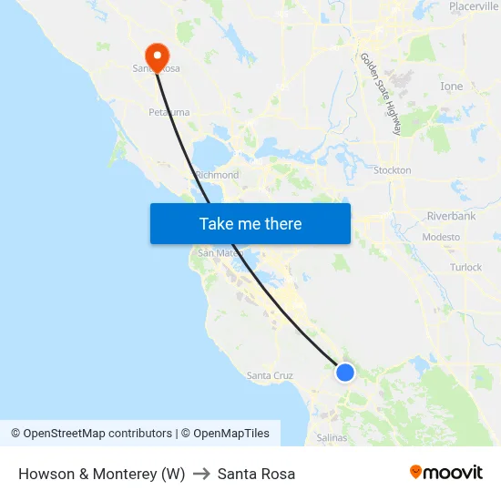 Howson & Monterey (W) to Santa Rosa map