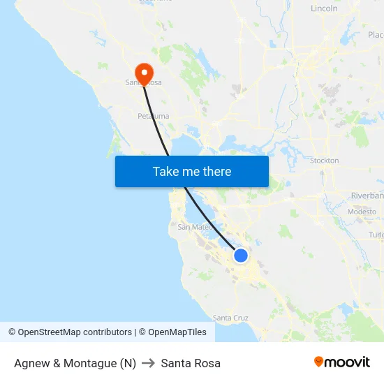 Agnew & Montague (N) to Santa Rosa map