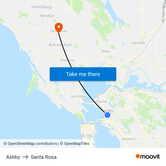 Ashby to Santa Rosa map