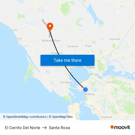 El Cerrito Del Norte to Santa Rosa map