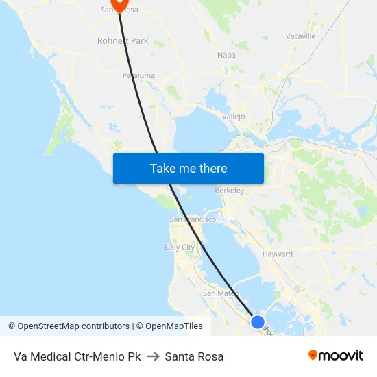 Va Medical Ctr-Menlo Pk to Santa Rosa map