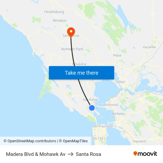 Madera Blvd & Mohawk Av to Santa Rosa map