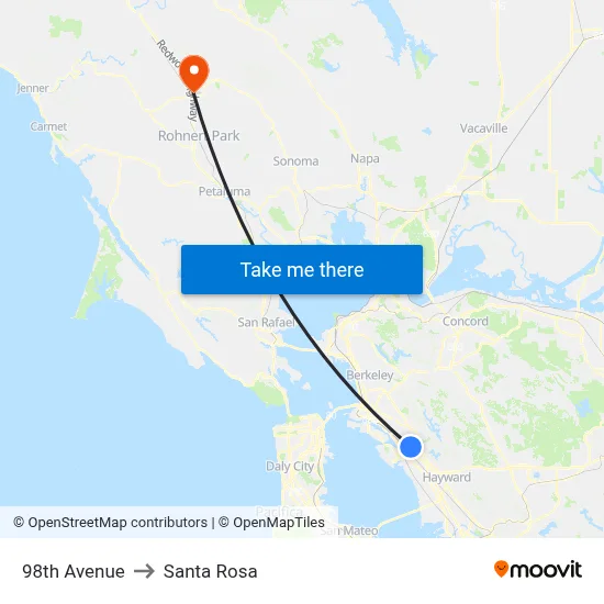 98th Avenue to Santa Rosa map