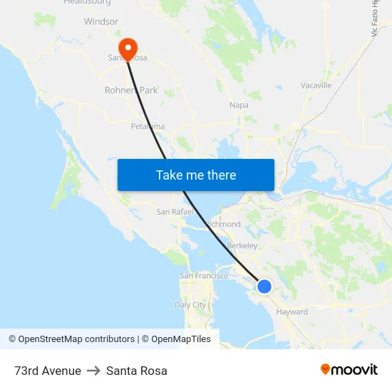 73rd Avenue to Santa Rosa map