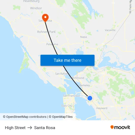 High Street to Santa Rosa map