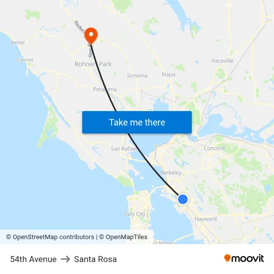 54th Avenue to Santa Rosa map