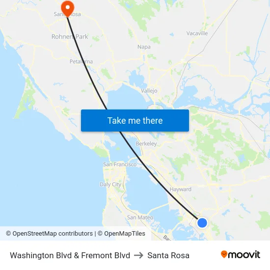 Washington Blvd & Fremont Blvd to Santa Rosa map