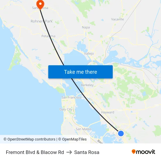 Fremont Blvd & Blacow Rd to Santa Rosa map