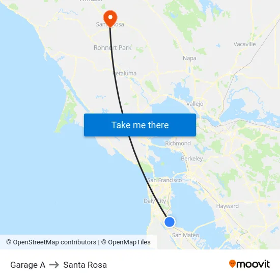 Garage A to Santa Rosa map