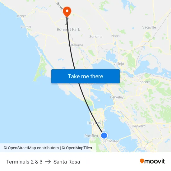 Terminals 2 & 3 to Santa Rosa map