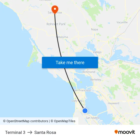 Terminal 3 to Santa Rosa map