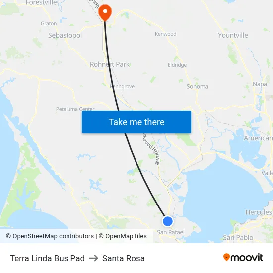 Terra Linda Bus Pad to Santa Rosa map