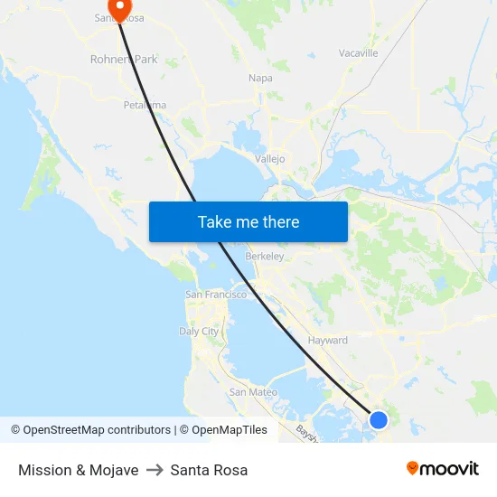 Mission & Mojave to Santa Rosa map