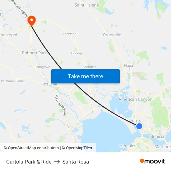 Curtola Park & Ride to Santa Rosa map