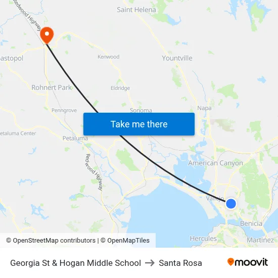 Georgia St & Hogan Middle School to Santa Rosa map