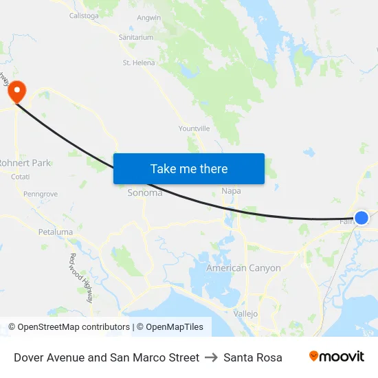 Dover Avenue and San Marco Street to Santa Rosa map