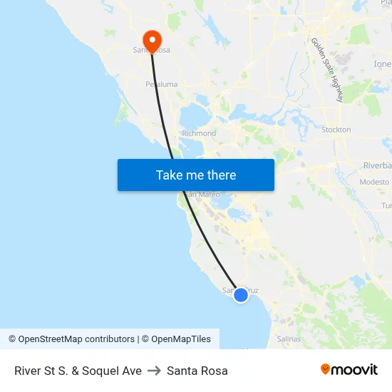 River St S. & Soquel Ave to Santa Rosa map