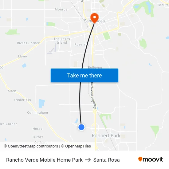 Rancho Verde Mobile Home Park to Santa Rosa map