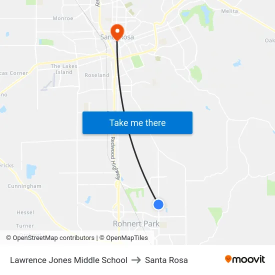 Lawrence Jones Middle School to Santa Rosa map