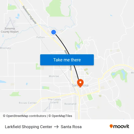 Larkfield Shopping Center to Santa Rosa map
