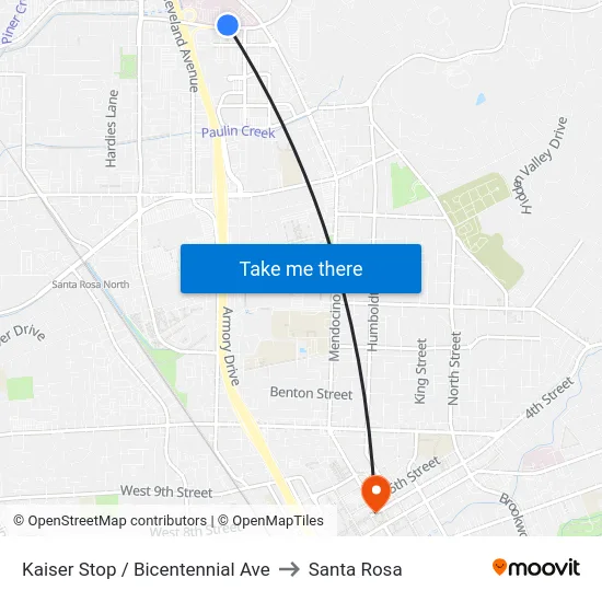 Kaiser Stop / Bicentennial Ave to Santa Rosa map