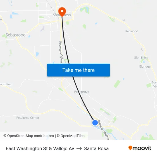 East Washington St & Vallejo Av to Santa Rosa map