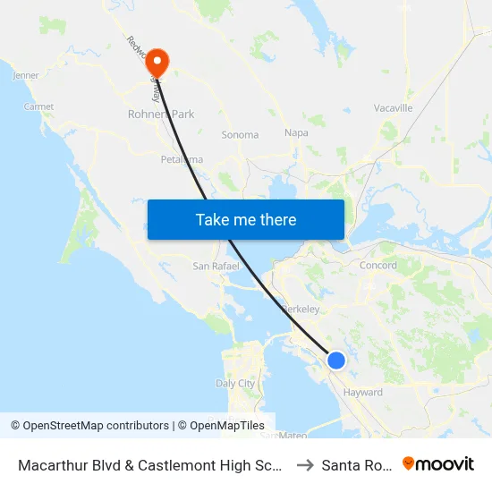 Macarthur Blvd & Castlemont High School to Santa Rosa map