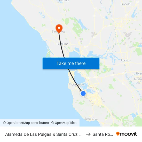 Alameda De Las Pulgas & Santa Cruz Ave to Santa Rosa map