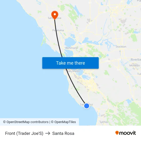 Front (Trader Joe'S) to Santa Rosa map