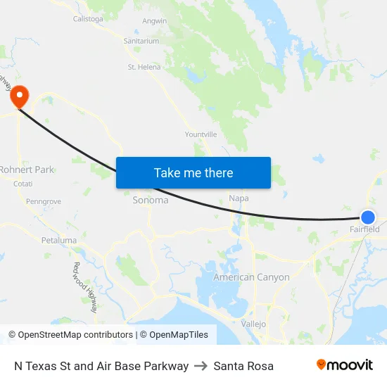 N Texas St and Air Base Parkway to Santa Rosa map