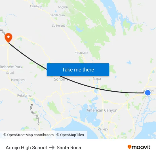 Armijo High School to Santa Rosa map