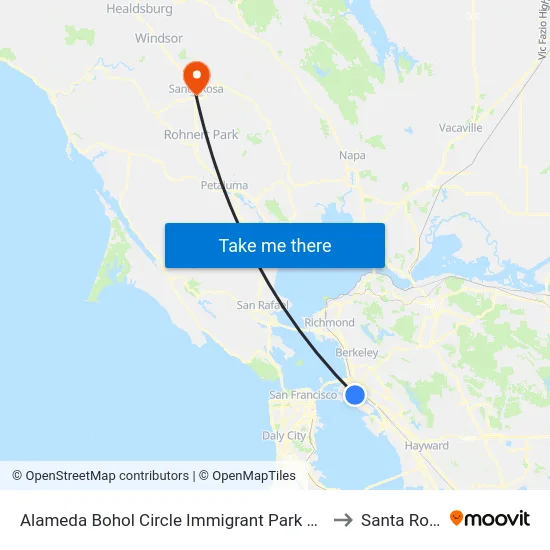 Alameda Bohol Circle Immigrant Park Dock to Santa Rosa map