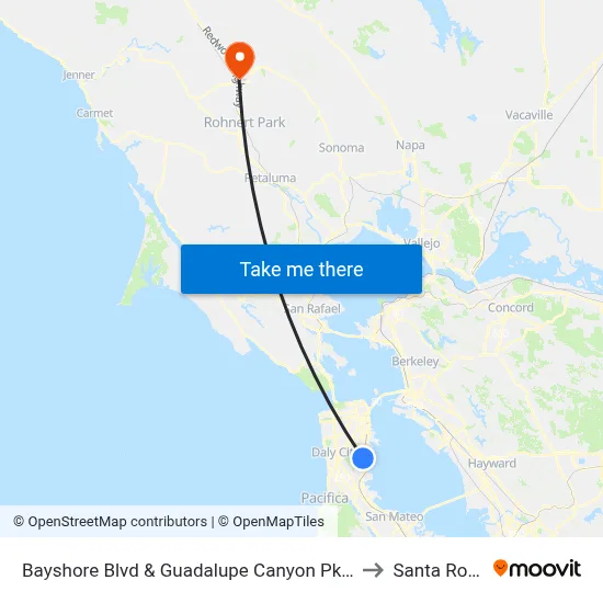 Bayshore Blvd & Guadalupe Canyon Pkwy to Santa Rosa map