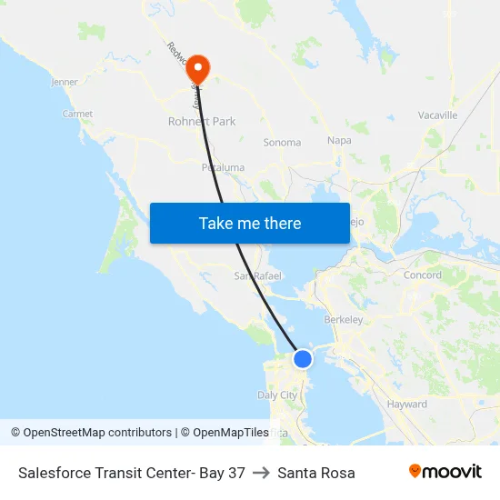 Salesforce Transit Center- Bay 37 to Santa Rosa map