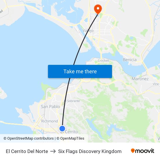 El Cerrito Del Norte to Six Flags Discovery Kingdom map
