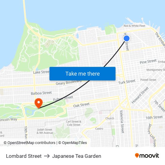 Lombard Street to Japanese Tea Garden map