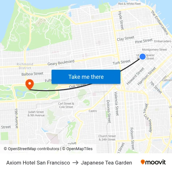 Axiom Hotel San Francisco to Japanese Tea Garden map
