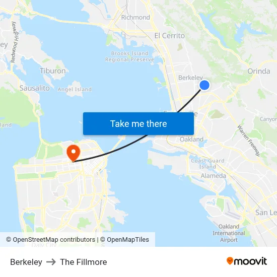 Berkeley to The Fillmore map