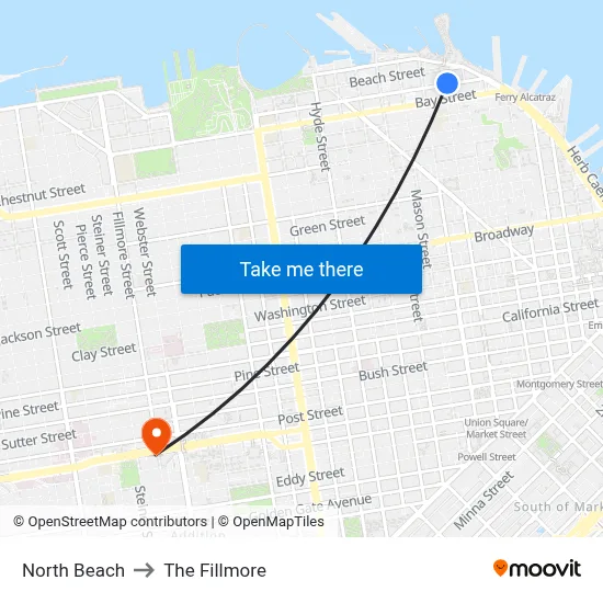 North Beach to The Fillmore map