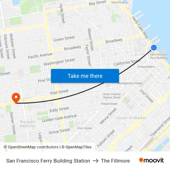 San Francisco Ferry Building Station to The Fillmore map