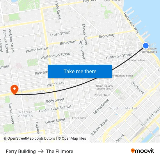 Ferry Building to The Fillmore map