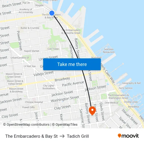The Embarcadero & Bay St to Tadich Grill map