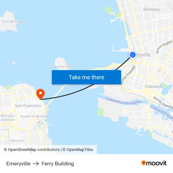 Emeryville to Ferry Building map