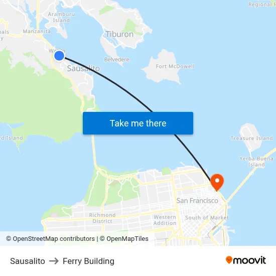 Sausalito to Ferry Building map