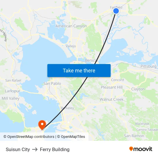 Suisun City to Ferry Building map